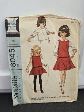 McCall's 8045 Vintage Girls Size 10 Sewing Pattern  Button Up Tops & Pants Skirt